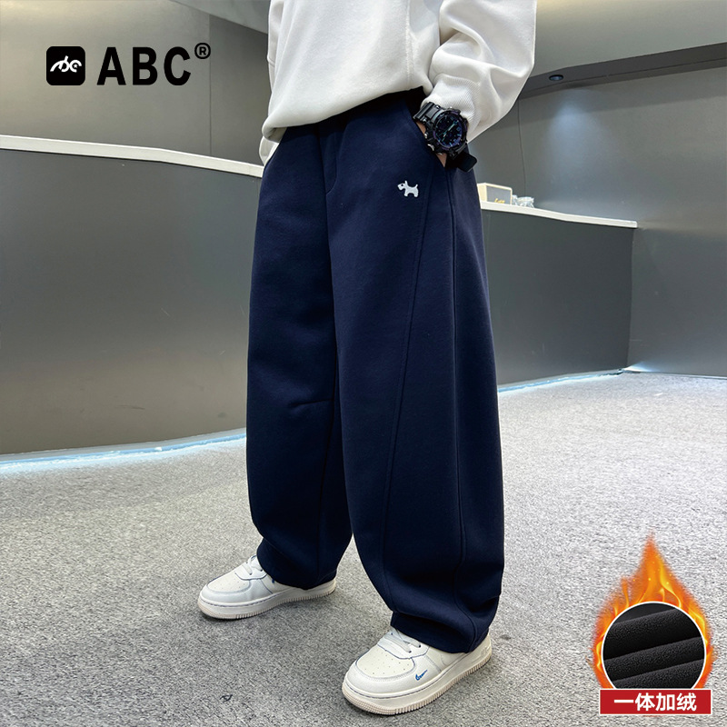 ABC男童秋冬加绒运动裤