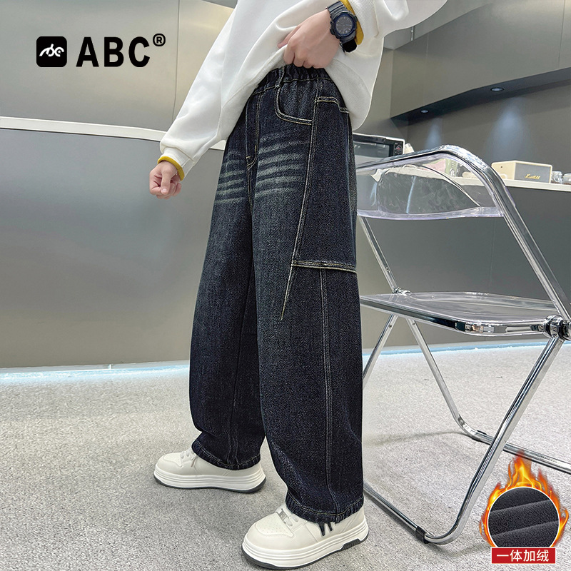 ABC男童秋冬加绒牛仔裤