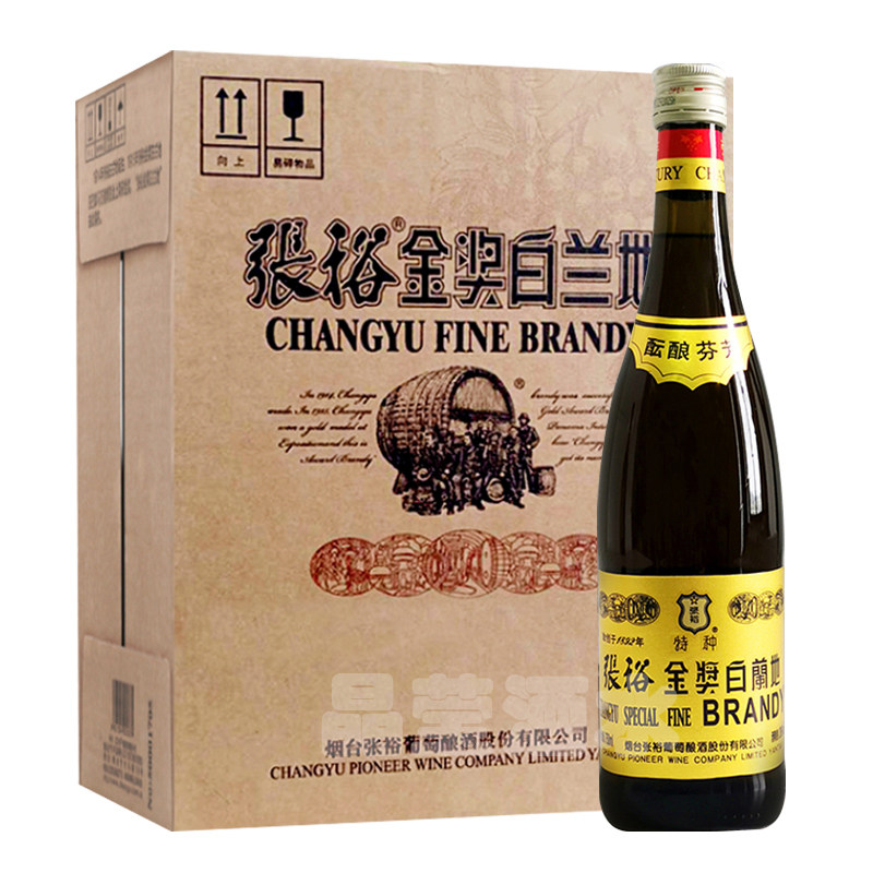 张裕金奖白兰地 大瓶装38度国产洋酒750ML*6瓶整箱装 葡萄蒸馏酒图片