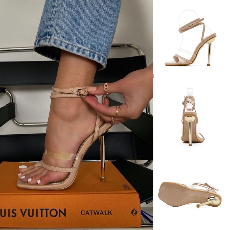 42电镀跟套趾罗马凉鞋女w