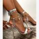 heels 金属跟罗马绑带尖头凉鞋 shoes women high 女roman sandals