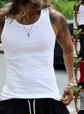 2025夏季新款美式修身休闲运动背心欧美男士大码上衣潮Men's