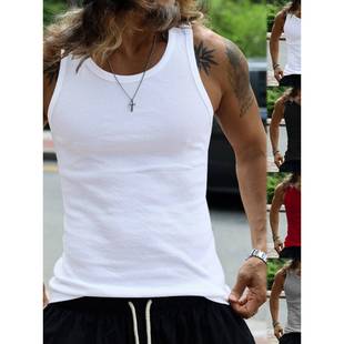 修身 美式 休闲运动背心欧美男士 大码 39;s 2025夏季 上衣潮Men& 新款