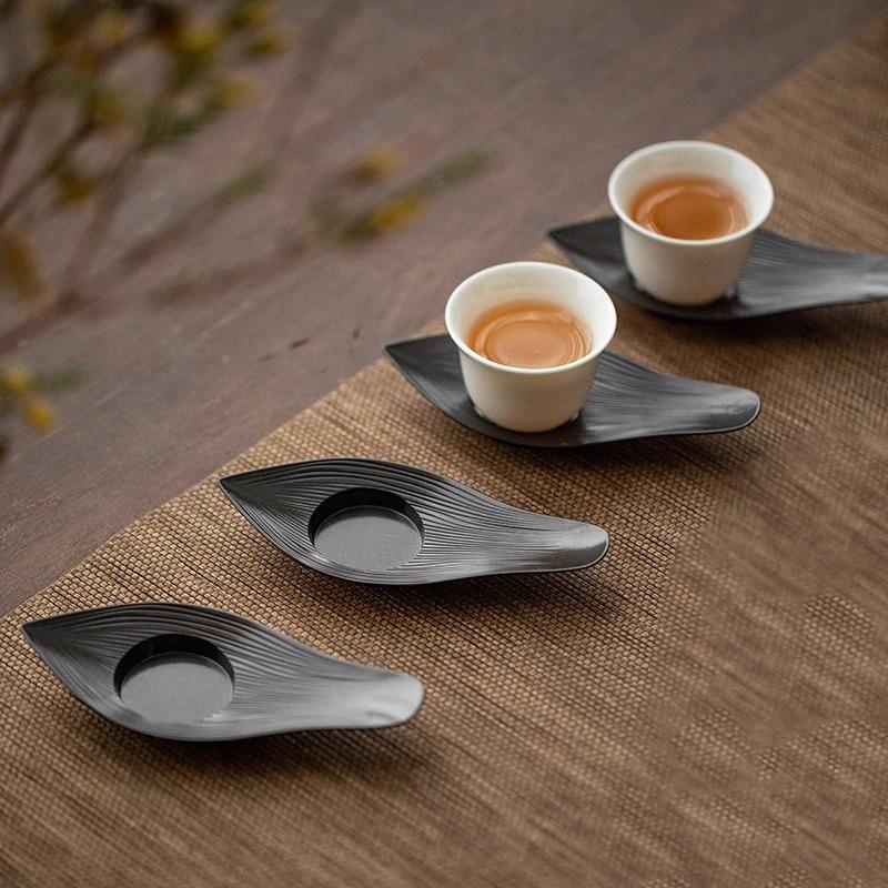 禅茶中式做旧茶碟功夫茶托杯垫杯托茶杯金属底座茶道零配茶具配件