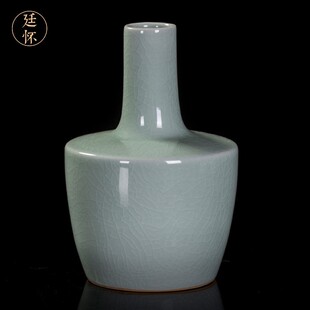 廷怀窑北宋官窑张公巷卵青釉摇铃尊花瓶高档礼盒装 汝州花瓶花插
