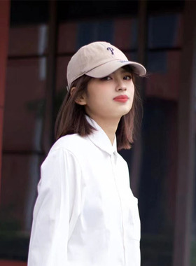 47brand帽子日代正品软顶水洗棒球帽小标P字母鸭舌帽黑色卡其色