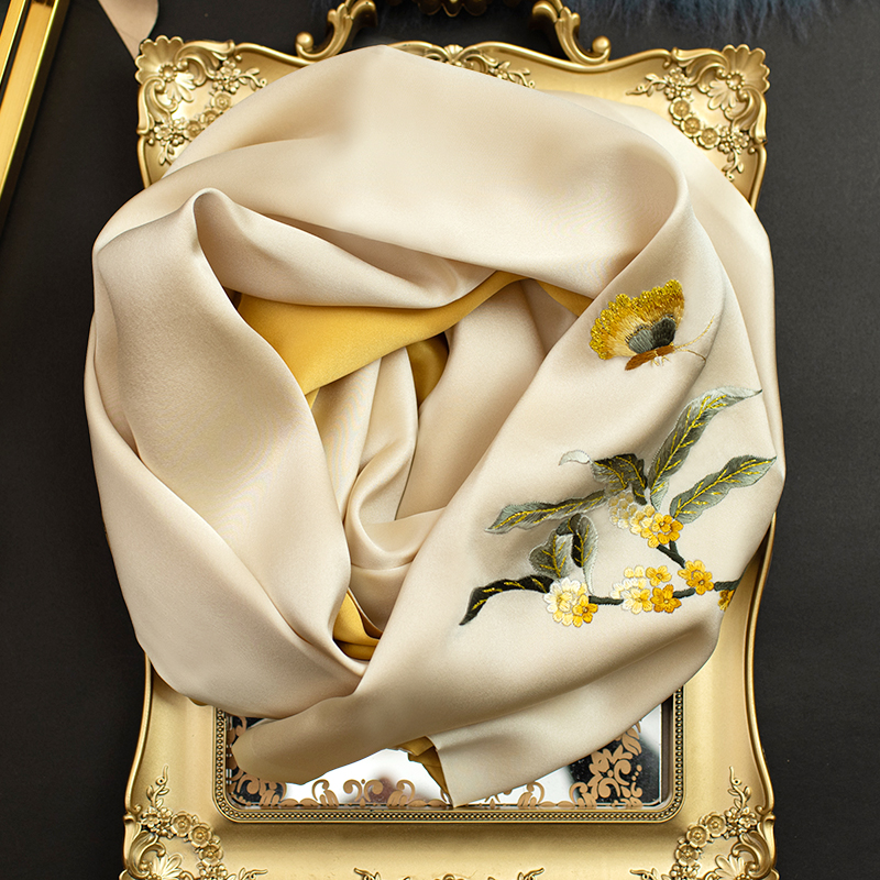 纯手工苏绣真丝丝巾女送礼