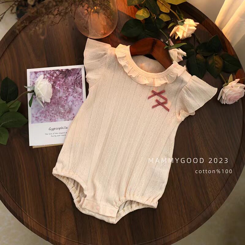 日系公主风夏薄款女童连身衣哈衣纯棉婴幼儿女宝宝爬服包屁衣哈衣