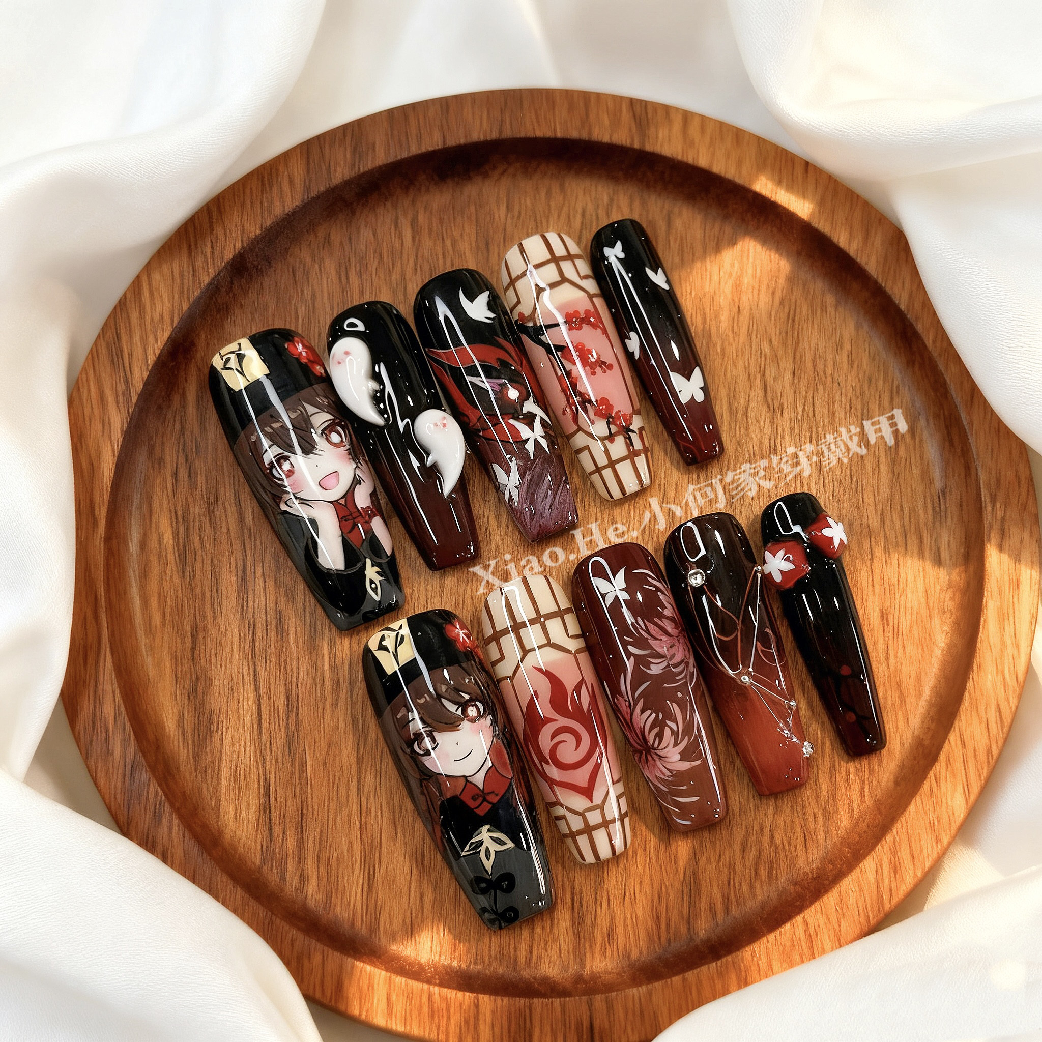 【 幽幽】小何家纯手工穿戴甲·高级手绘美甲贴片