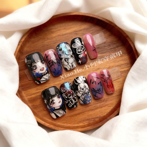 原创【 摇滚专辑 】小何家纯手工穿戴甲·高级手绘美甲贴片