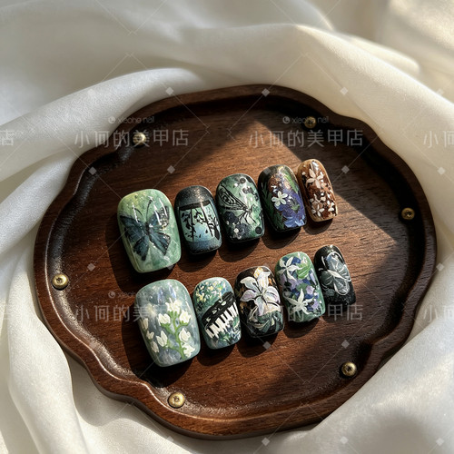 【青芜花梦】小何家纯手工穿戴甲·高级手绘美甲贴片