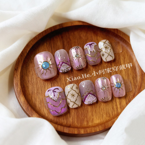 【  桃泯 】小何家纯手工穿戴甲·高级手绘美甲贴片