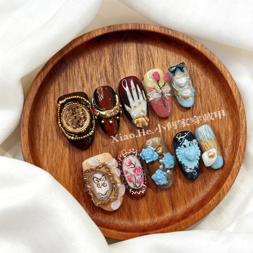 【  有一颗松果】小何家纯手工穿戴甲·高级手绘美甲贴片