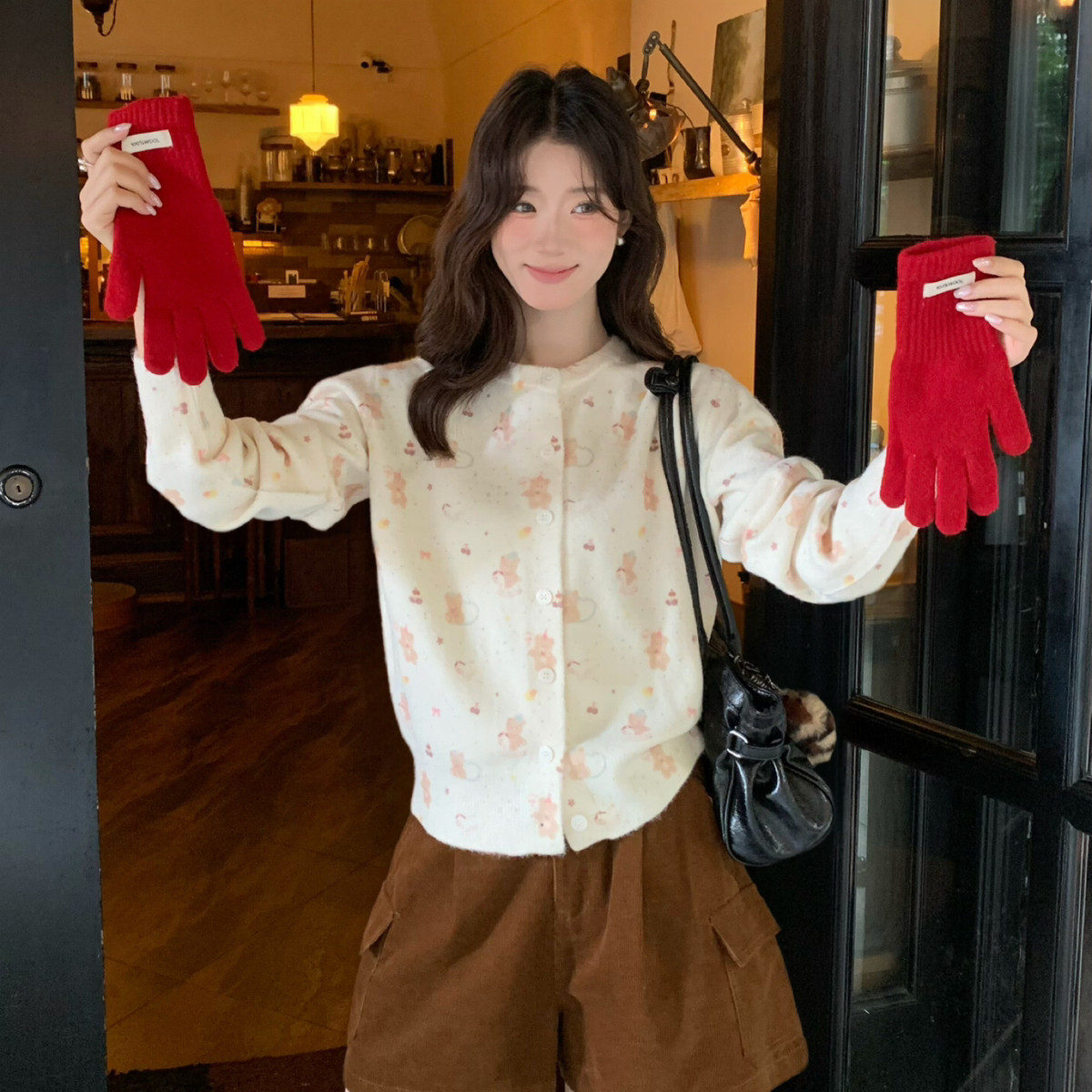 SUSAN-软fufu小熊韩系软糯童趣木马小熊印花减龄毛衣6631s