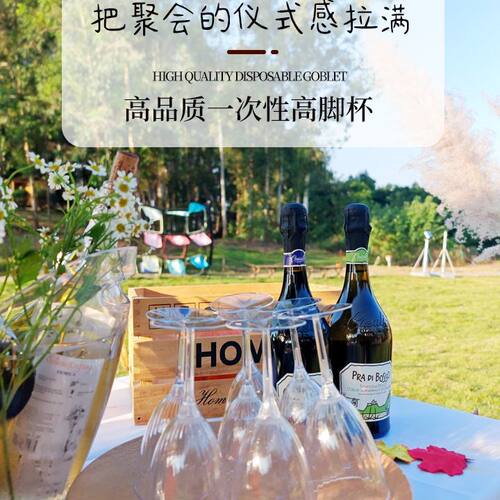 加厚一体一次性高脚杯一次性红酒杯香槟杯鸡尾酒杯商用葡萄酒杯