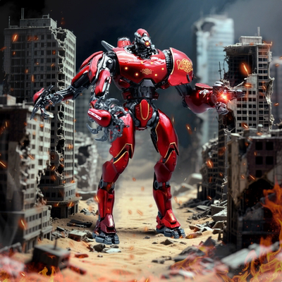 环太平洋暴风赤红电镀发光版机甲模型流浪者可动手办儿童玩具礼物