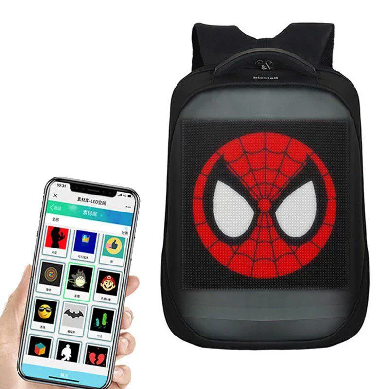WaterProof Led Backpack with Screen Display Wifi Remote Cont