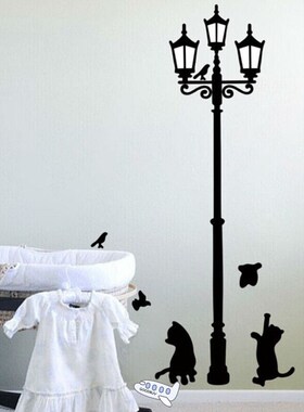 Popular Ancient Lamp Cats and Birds Wall Sticker Wall Mural
