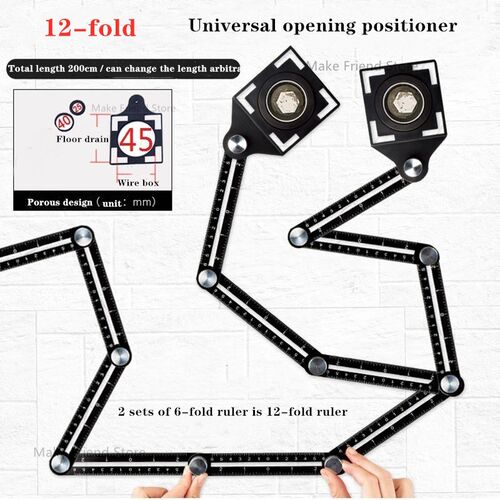 6-sides Ruler Hole Locator Protractors Multi Angle Measuring