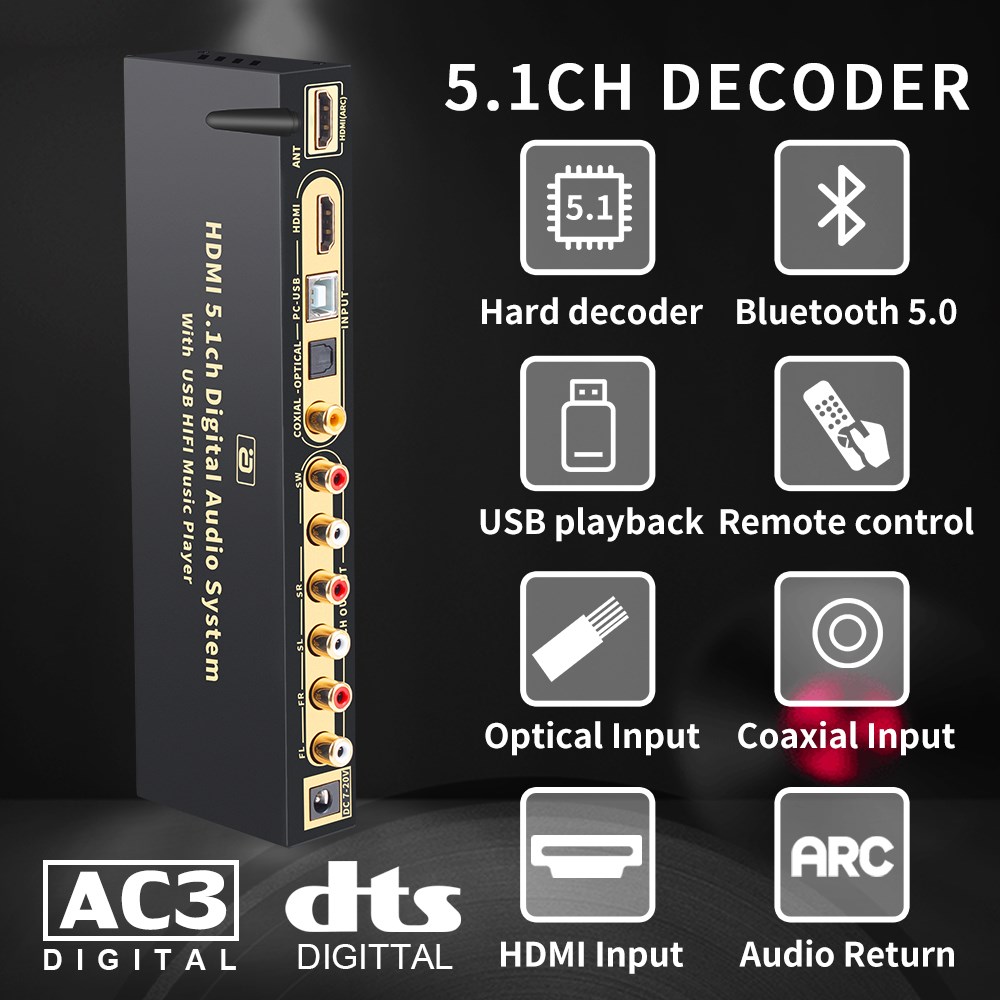 HD815BT HDMI 5.1 Audio Converter Decoder Bluetooth 5.0 DAC