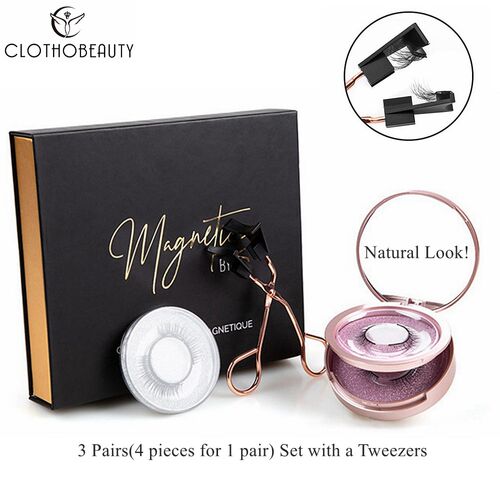 3 Pairs Magnetic Eyelashes Set,Magnetic Lashes with Applicat