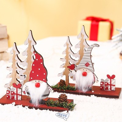 1pc Christmas Ornaments Wooden Santa Natal DIY Craft Ornamen