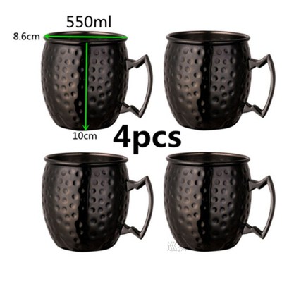 4pcs 550ml 18 Ounces Hammered Copper Plated Moscow Mule Mug