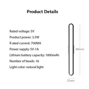 LED Desk Lamp USB Power Stepless Dimming Night lights Read E