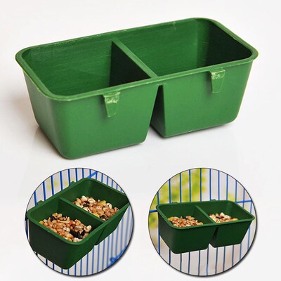 Double Groove  Feeder Food Tray Parrot Waterer