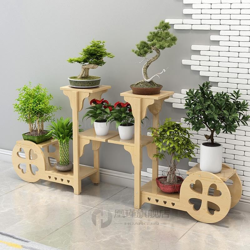 Flower shelf solid wood floor type living room balcony indoo