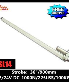 Free shipping 36inch/900mm stroke, 12V/24V  DC , 1000N/100kg