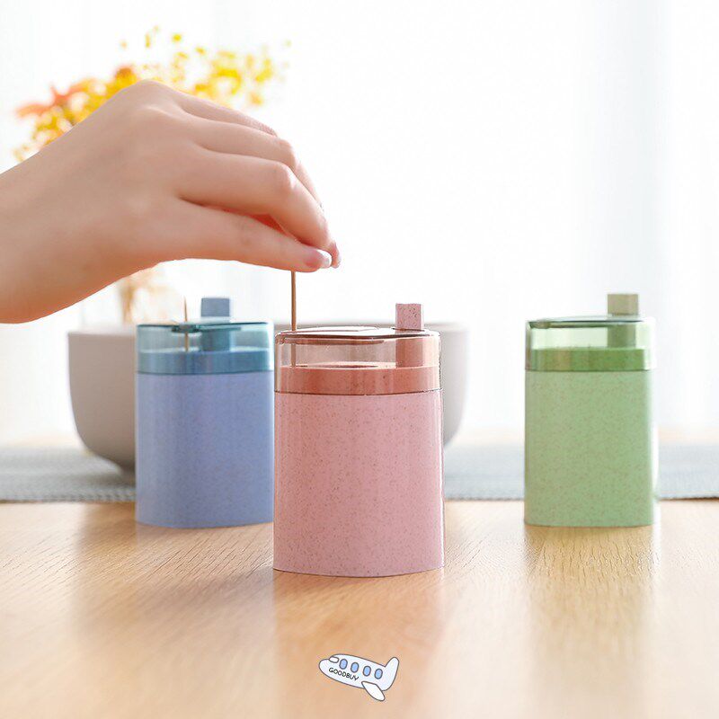 Automatic Toothpick Holder Container Wheat Straw Household T