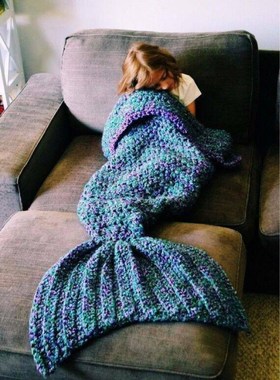 Mermaid Tail Blanket Handmade Knitted Blanket Sofa Blanket