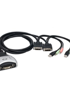 IOCrest 2 Port DVI + SB KVM Switch with Audio and Mic Suppor