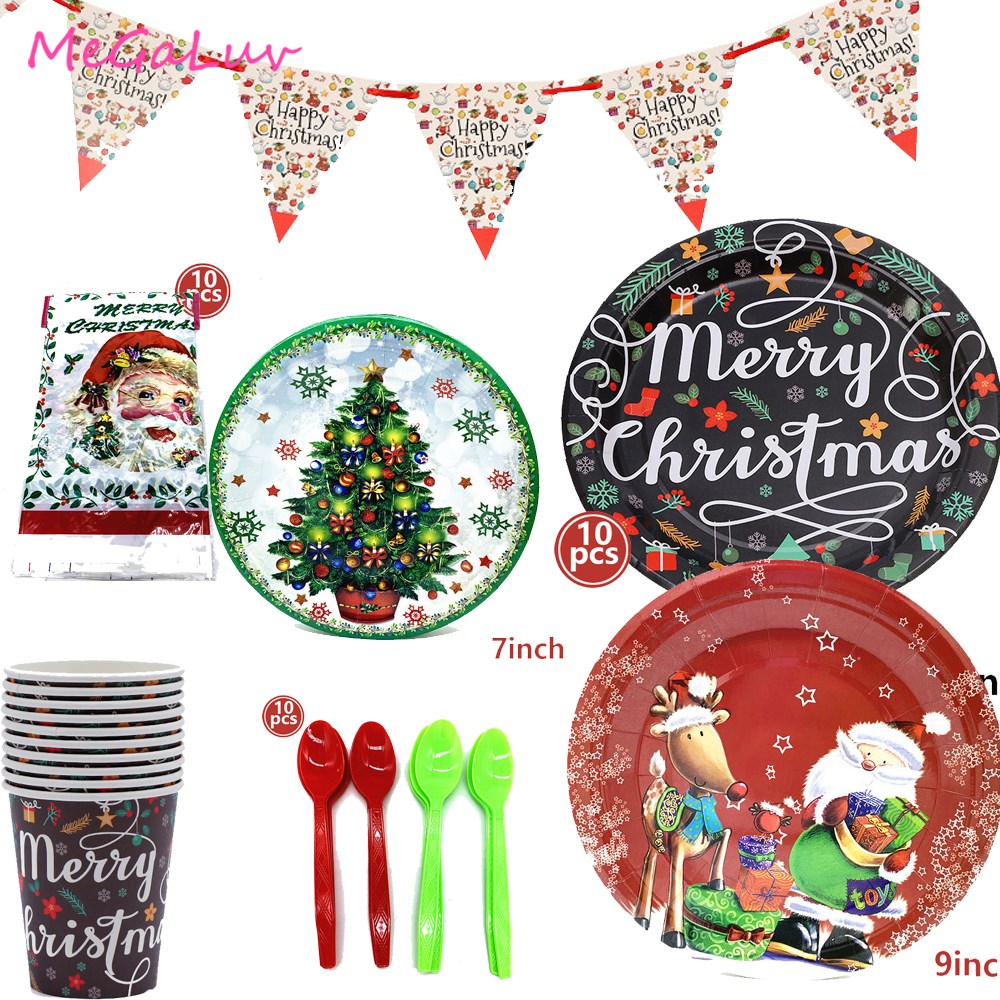 christmas party tableware santa claus elk merry christmas pa