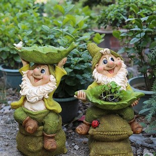 34-35cm Poly Resin Garden Gnome Figurine Courtyard Dwarf Sta