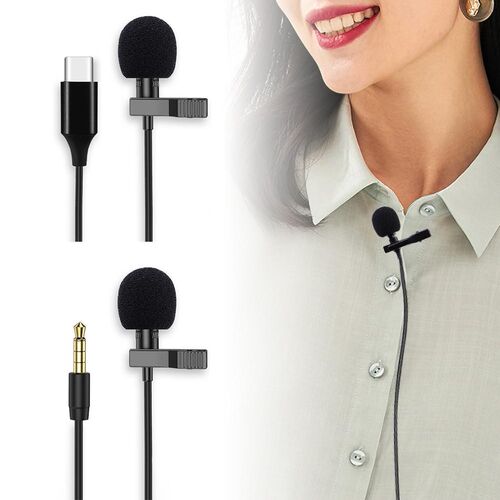 3.5mm/Type-c Mini Lapel Clip Microphone Mic Condenser Audio