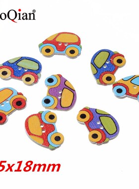 50Pcs Mixed Transportation Sewing Accessories Wooden Buttons