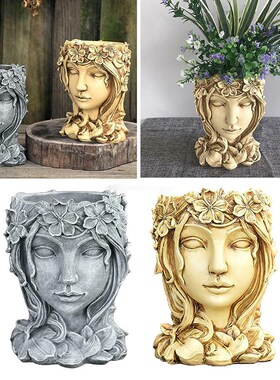 Flower Pot Resin Vase Goddess Flower Pots Head Woman's Face