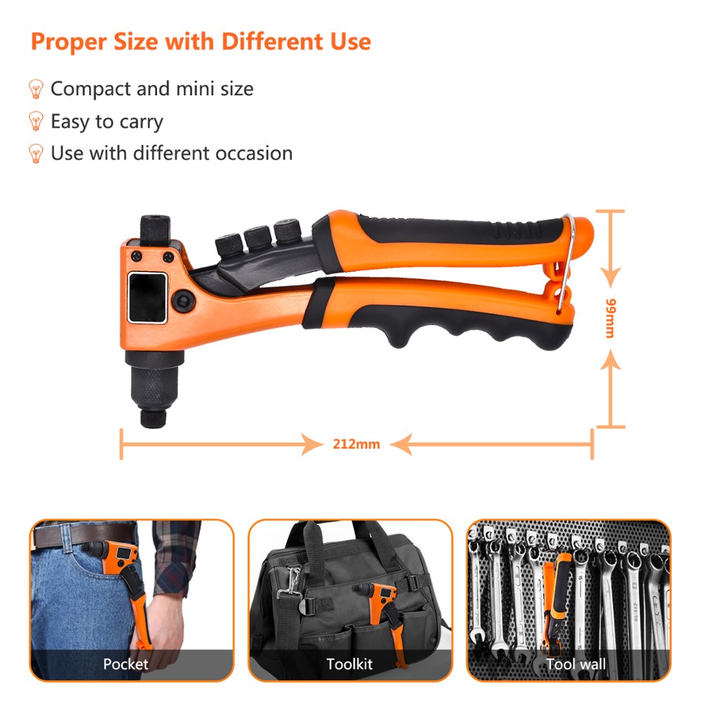 8” Hand Rivet Nut Guns Pop Riveters Manual Riveting Riveter