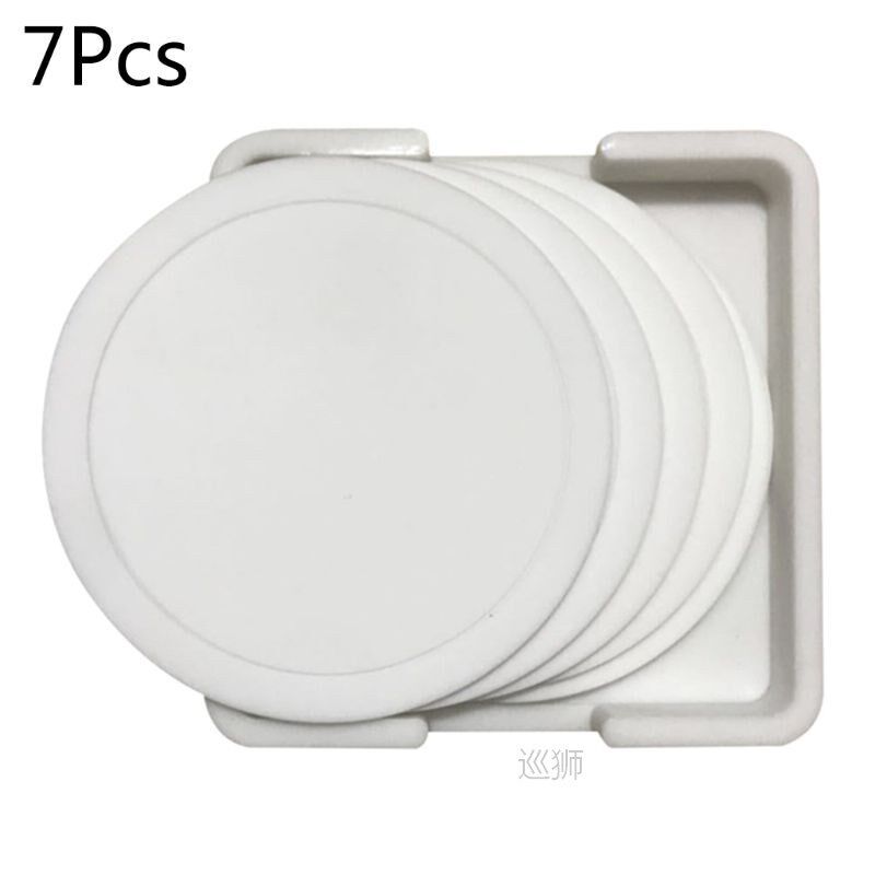 7Pcs Non-slip Silicone Drinking Coaster Set Holder Cup Coast