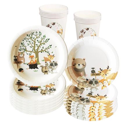 Forest Animals Woodland Party Disposable Tableware Pull Flag