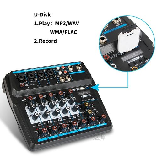 MOOL M-6 Portable Mini Mixer Audio DJ Console with Sound Car