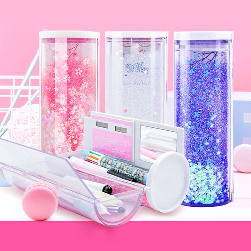Quicksand Stationery Box School Pencil Cases With Mirror Ca