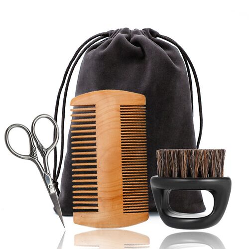 Beard Comb Set Double Beard Oil Head Shape Beard Comb Brush
