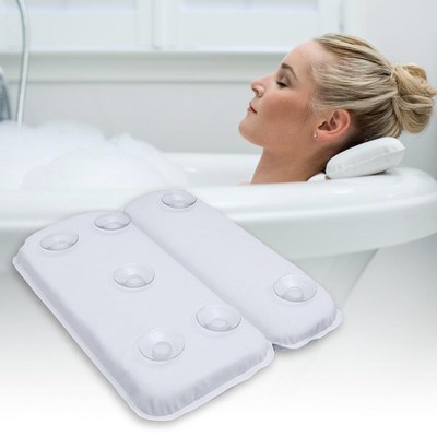New SPA Bathtub Pillow Soft 2-Panel Shoulder Non-slip Suctio