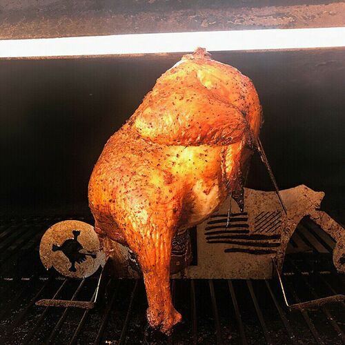 BBQ Chicken Stand Beer Funny American Motorcycle Stainless S