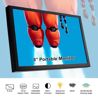 Raspberry Pi Screen Portable Monitor 8 Inch LCD Display Dual