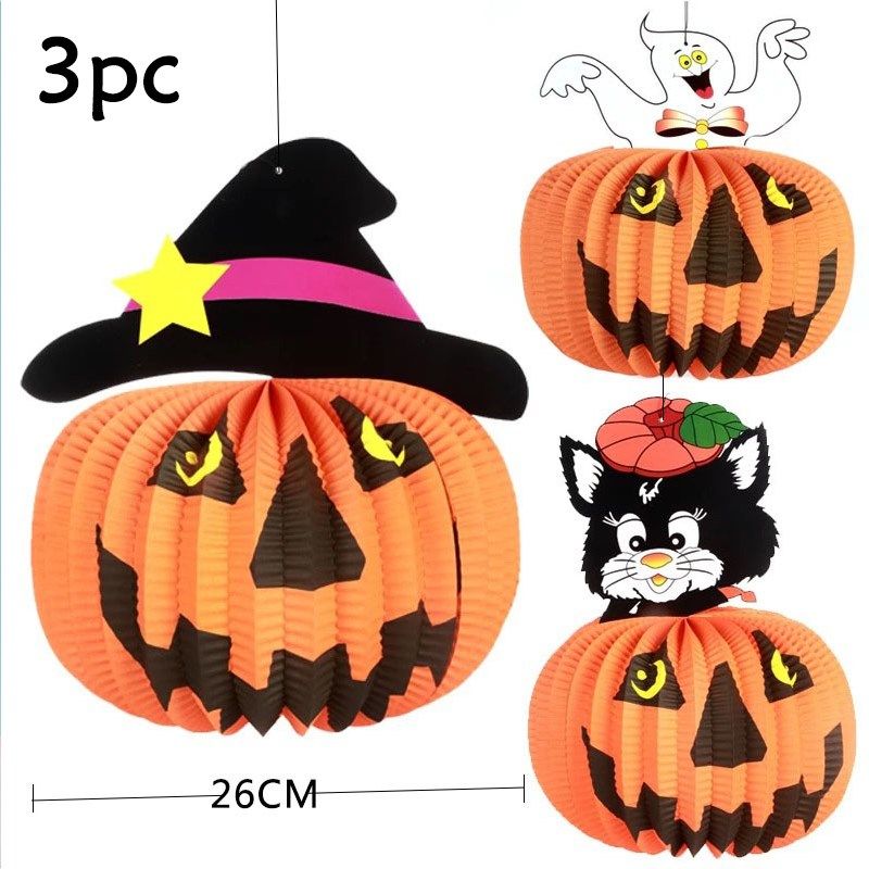 2021 new halloween pumpkin honeycomb paper lantern ghost ban