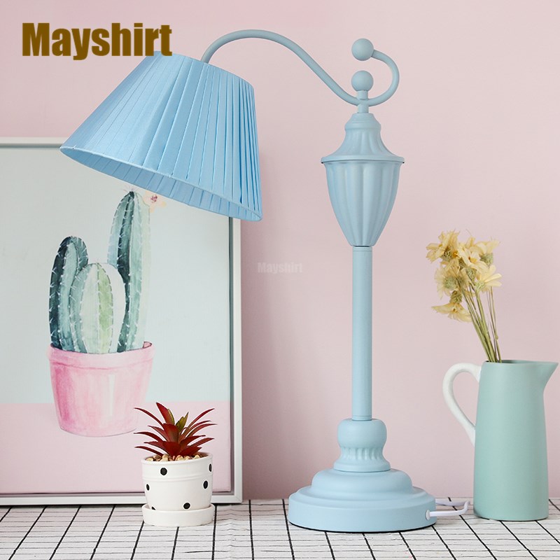 Pink Fabric Lampshade Table Lamps for Bedroom Lamp Modern Li